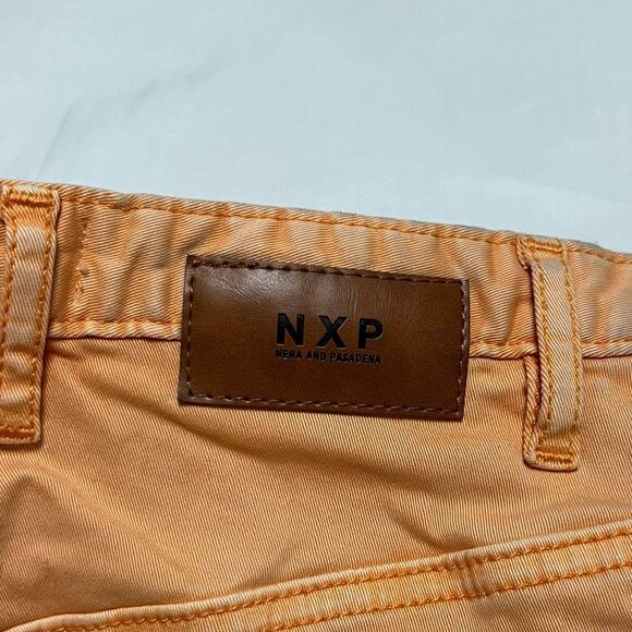 NXP Nena and Pasadena Orange Tangerine Denim Jean Skirt Raw Hem Size Extra Small - Picture 4 of 15